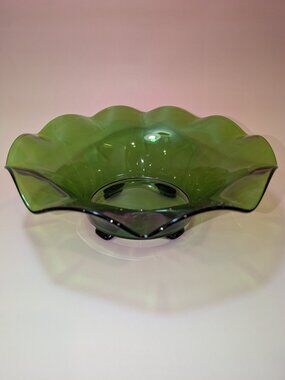 Viking Glass Epic Avocado Green Footed Bowl